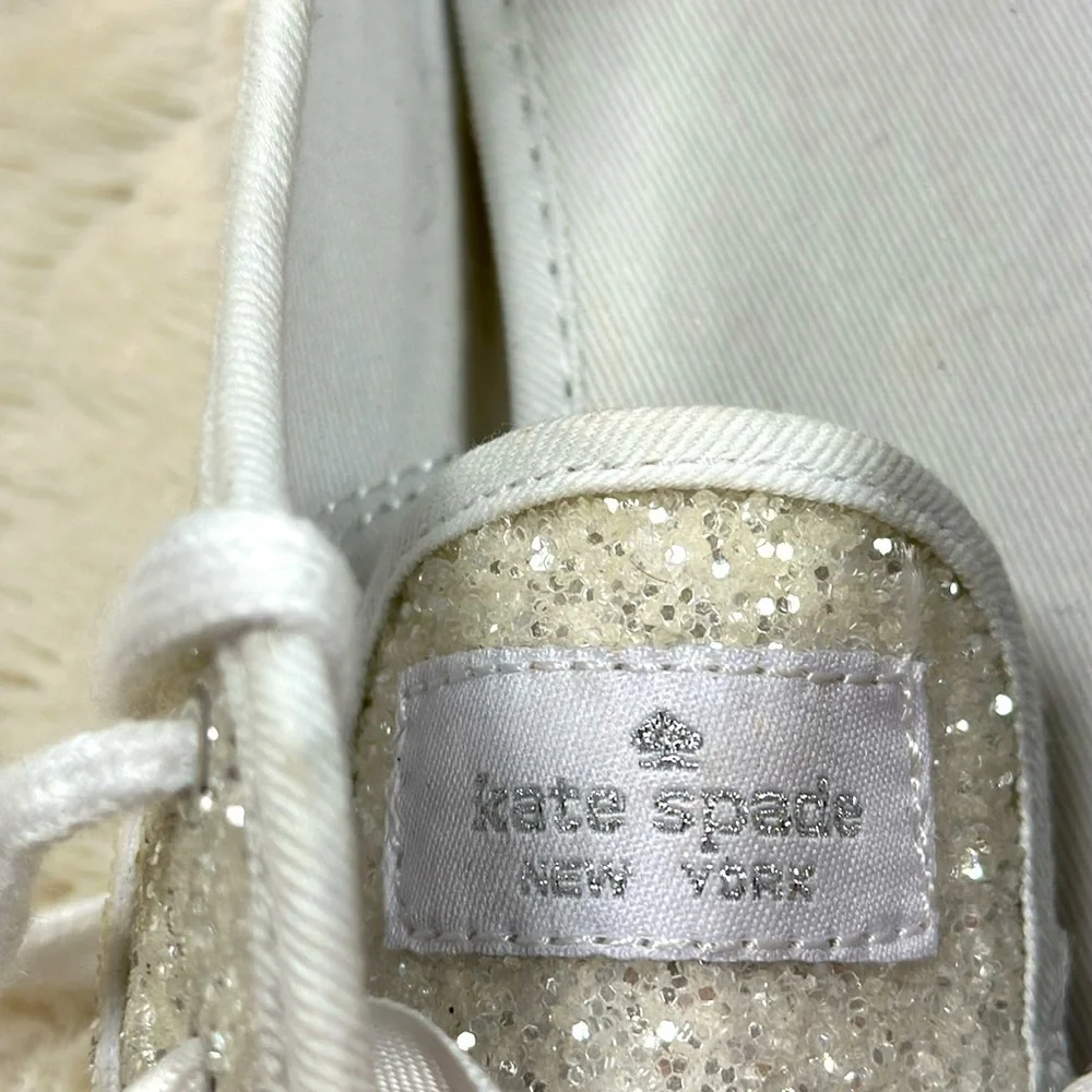 Keds x Kate Spade New York fashion sneakers Silver sparkle glitter , US 8, NWOT
